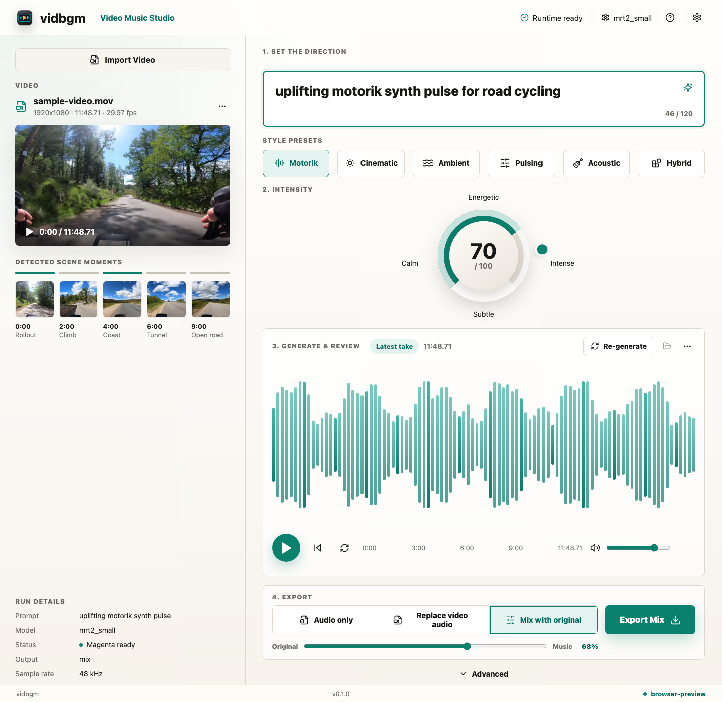 Set direction and intensity workflow